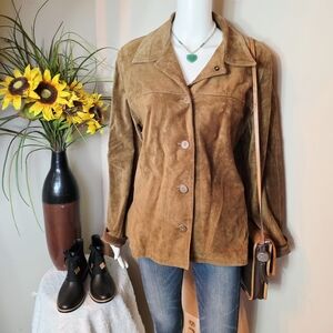 Vintage Washable Brown Suede Women's Jacket